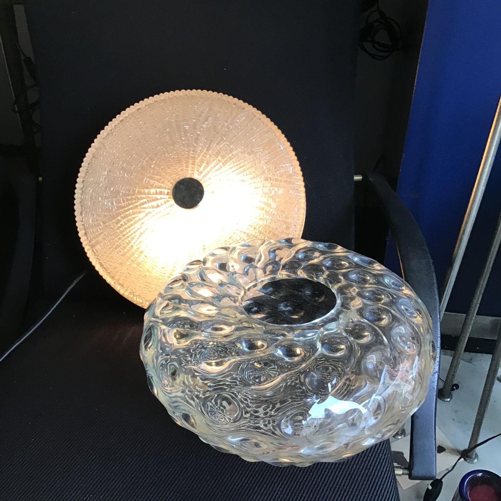 Venini Toni Zuccheri Ceiling Lamp/Appliques Murano Glass Metal Crome 1950 Italy photo Lighting