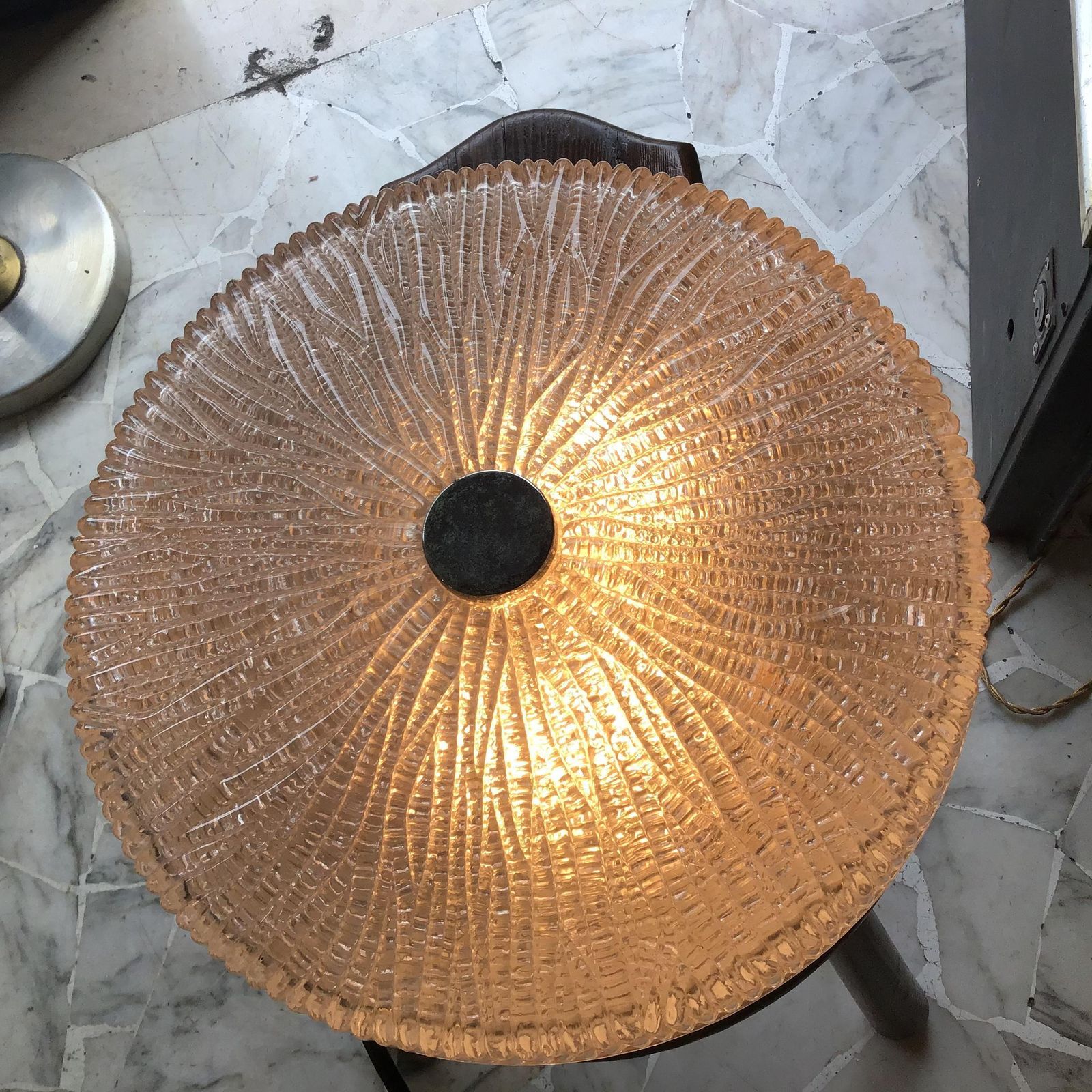 Lighting Venini Toni Zuccheri Ceiling Lamp/Appliques Murano Glass Metal Crome 1950 Italy photo