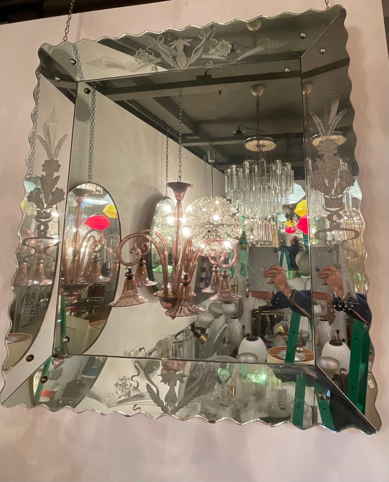 photo vinterior Venini   Trilobi Model Chandelier   Murano Glass   Italy 1950s