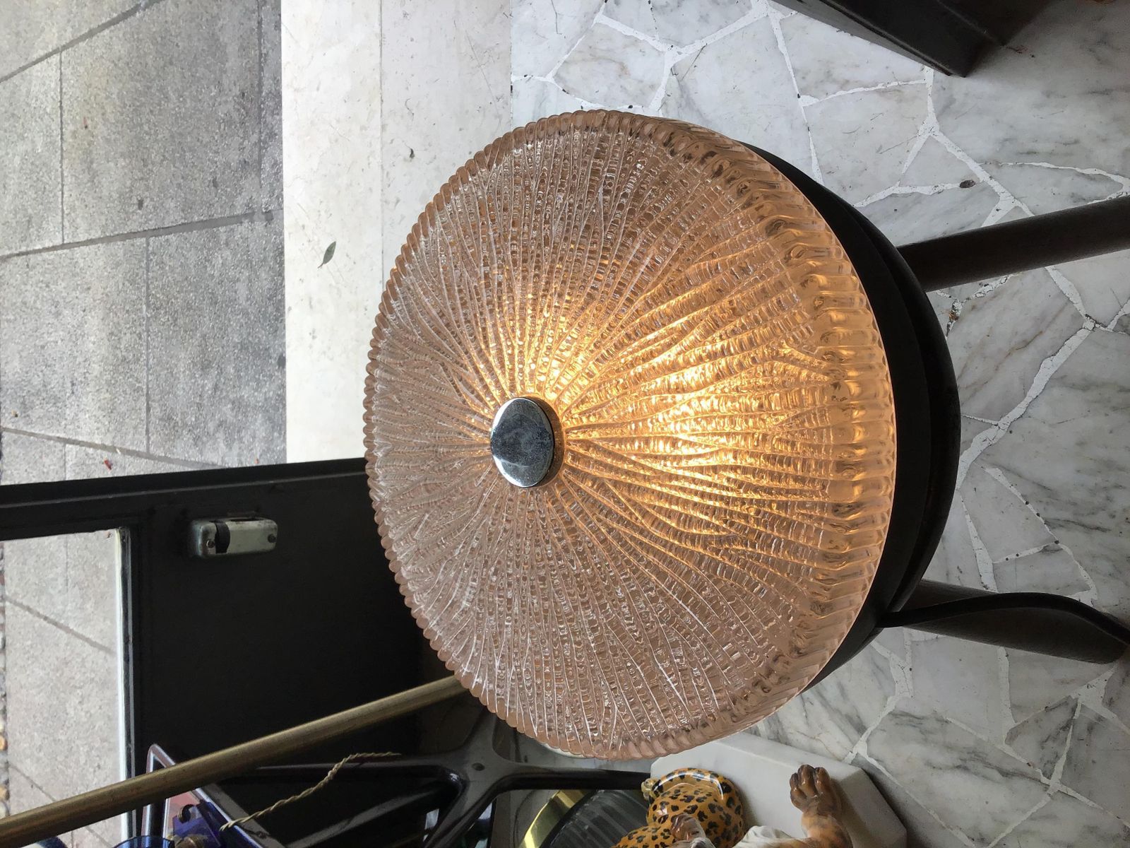 photo vintage Venini Toni Zuccheri Ceiling Lamp/Appliques Murano Glass Metal Crome 1950 Italy