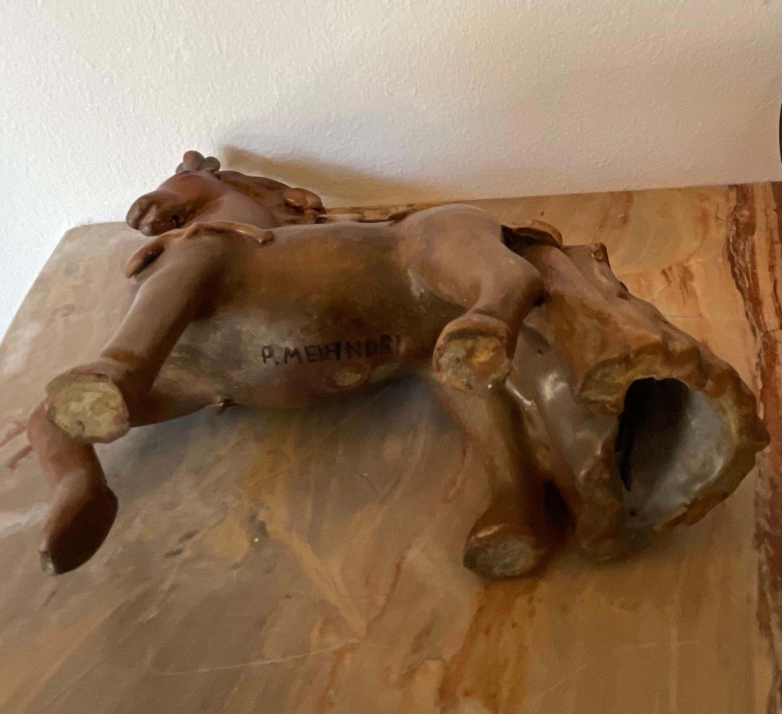 photo for sale Pietro Melandri   Cavallino In Ceramica Foglie In Rilievo Smaltate   Italia 1960