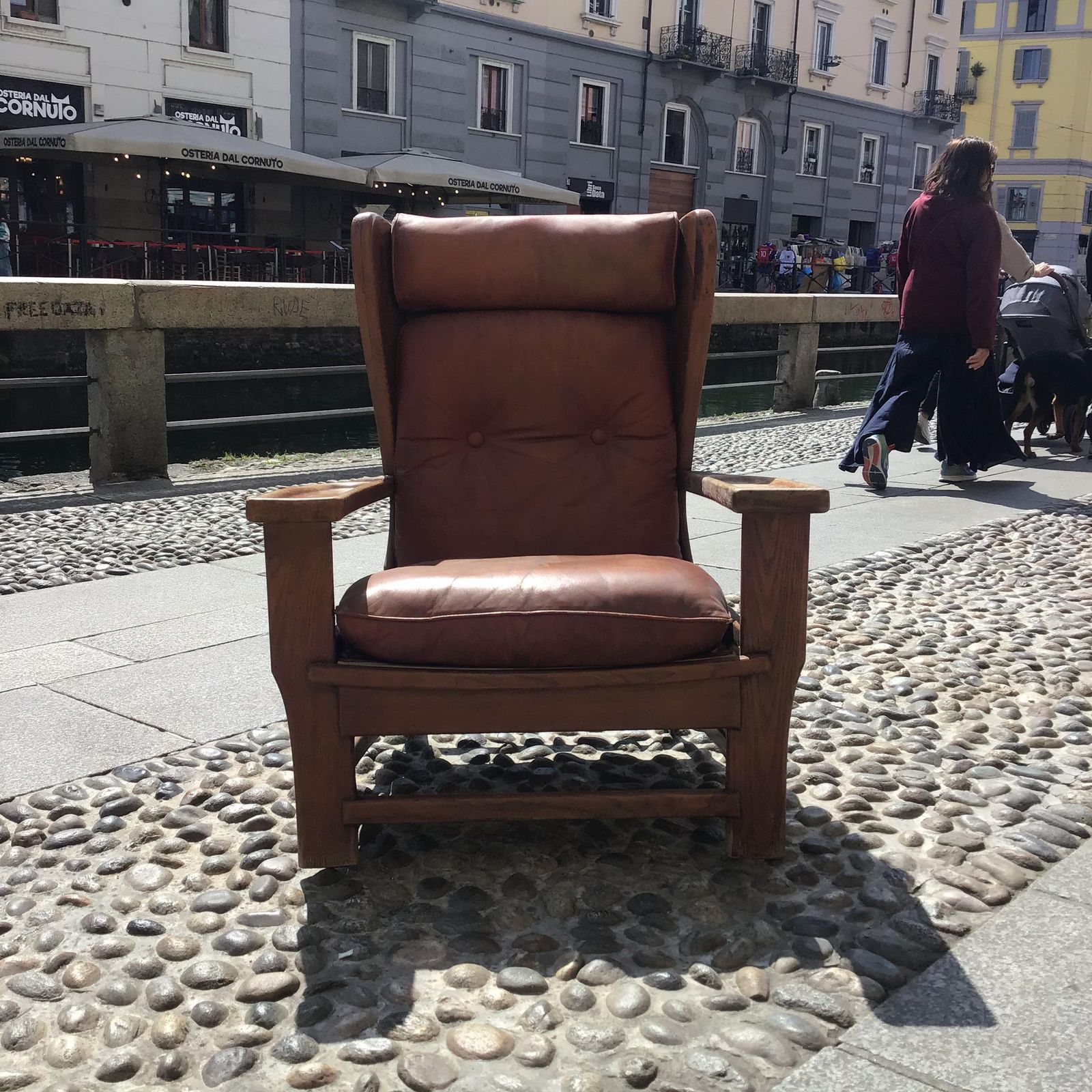 photo for sale Percival Lafer "Stile" Armchair Wood Leather Iron 1960 Italy