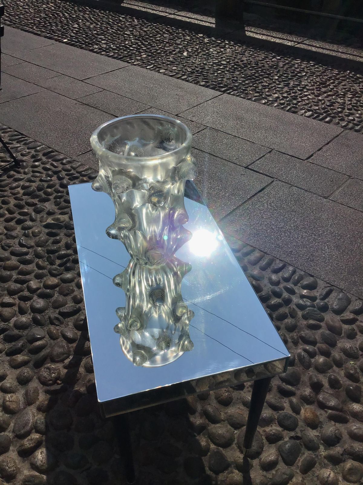 Luigi Brusotti Coffee Table Mirrored Glass Metal Crome Wood 1940 Italy photo vintage