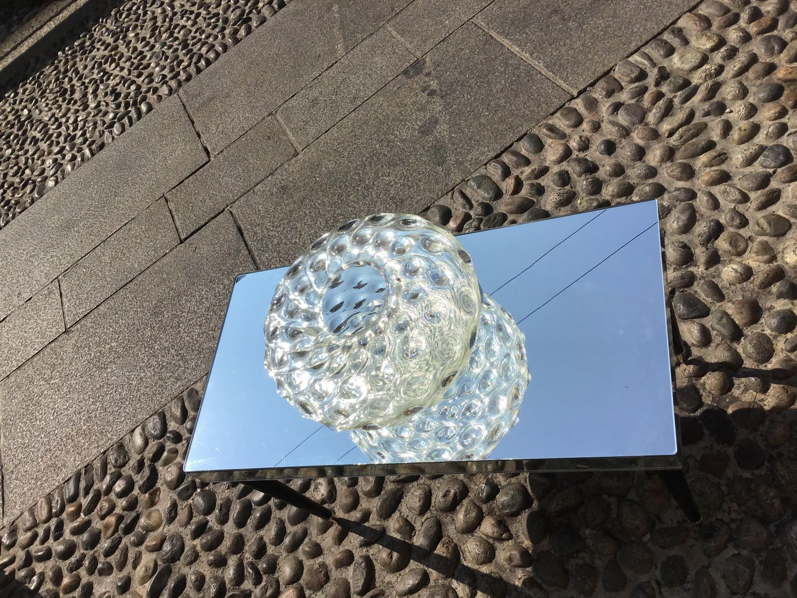 5632.0 Luigi Brusotti Coffee Table Mirrored Glass Metal Crome Wood 1940 Italy photo