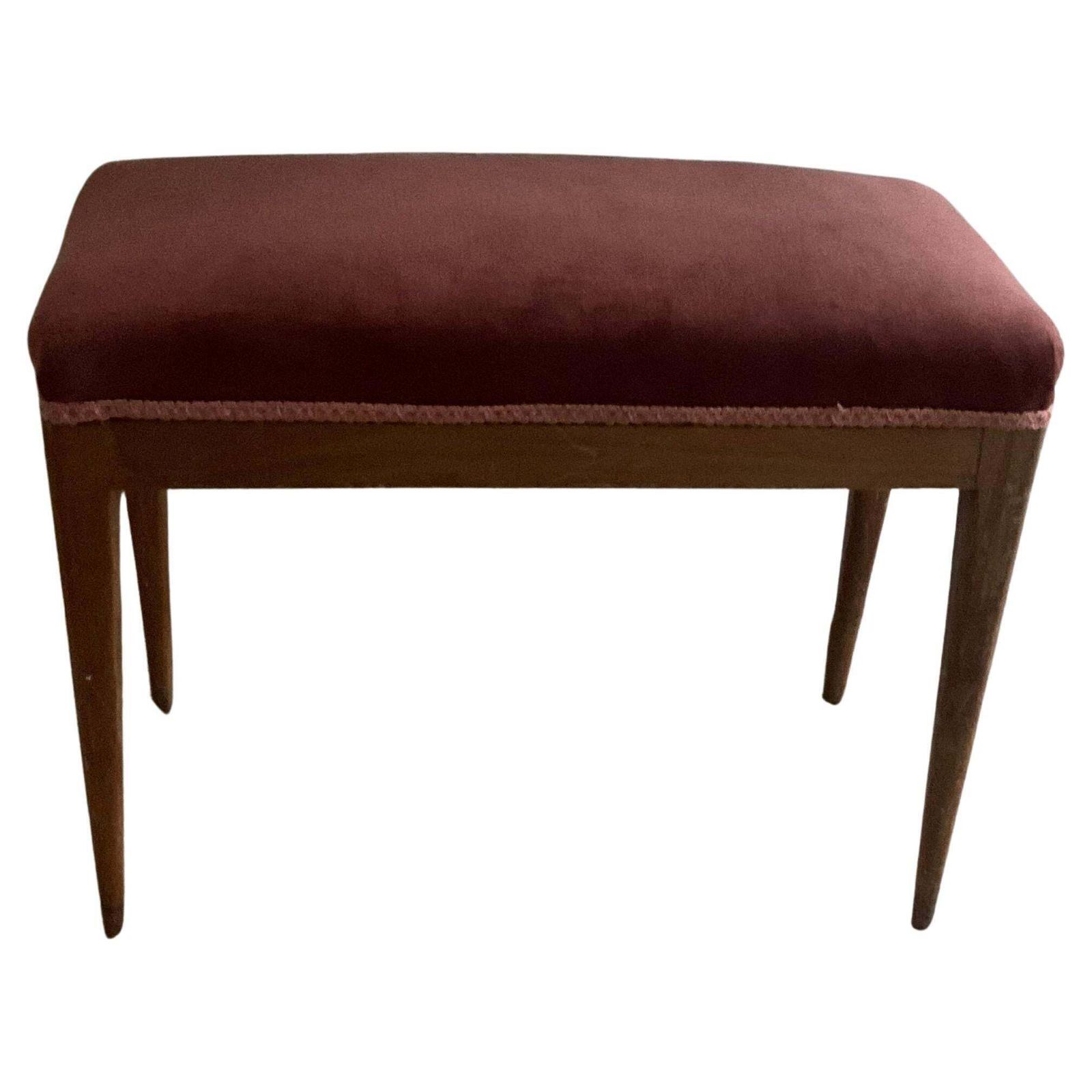 Giio Ponti   Walnut Bench, Pink Velvet   Made In Italy 1940s
