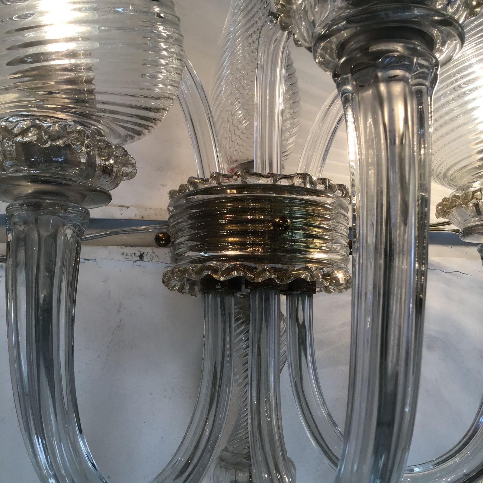 5751.0 Seguso Coppia Appliques Murano Glass Gold Brass 1945 Italy photo