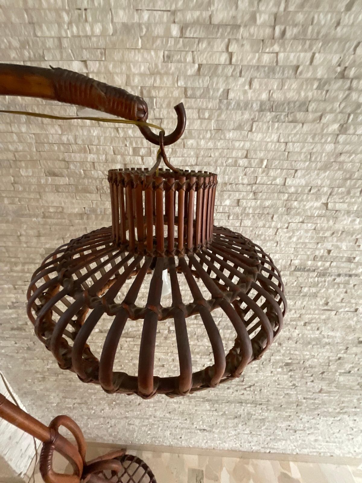 Bamboo And Wicker Lamp   Made In Italy   1960s photo vinterior
