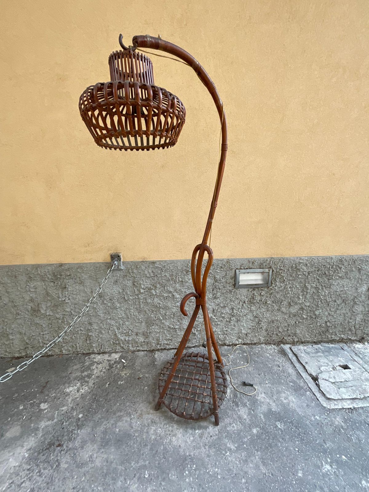 Lighting Bamboo And Wicker Lamp   Made In Italy   1960s photo