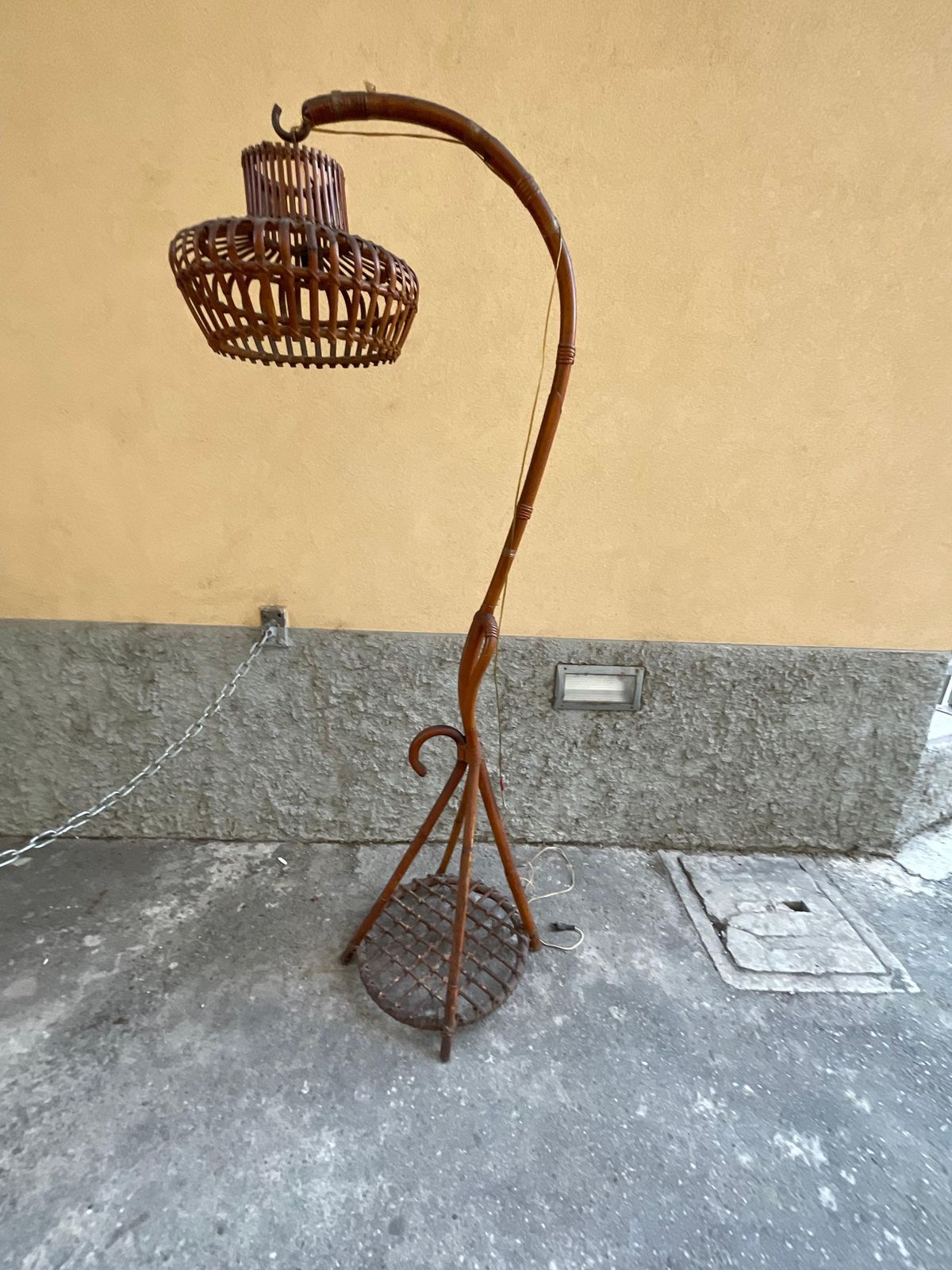 photo vinterior Bamboo And Wicker Lamp   Made In Italy   1960s