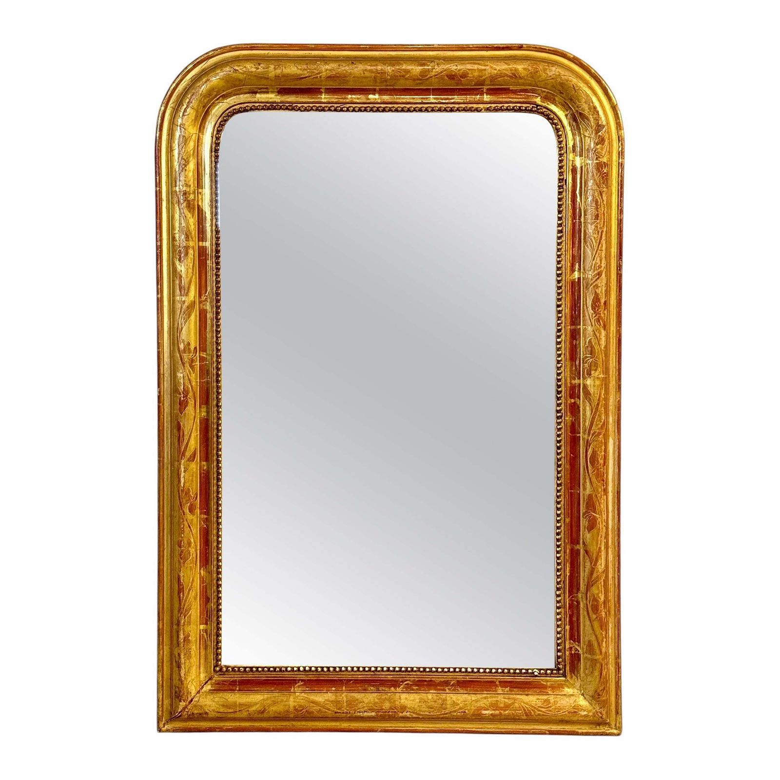 19th Century Louis Philippe Giltwood Mirror With Floral Details