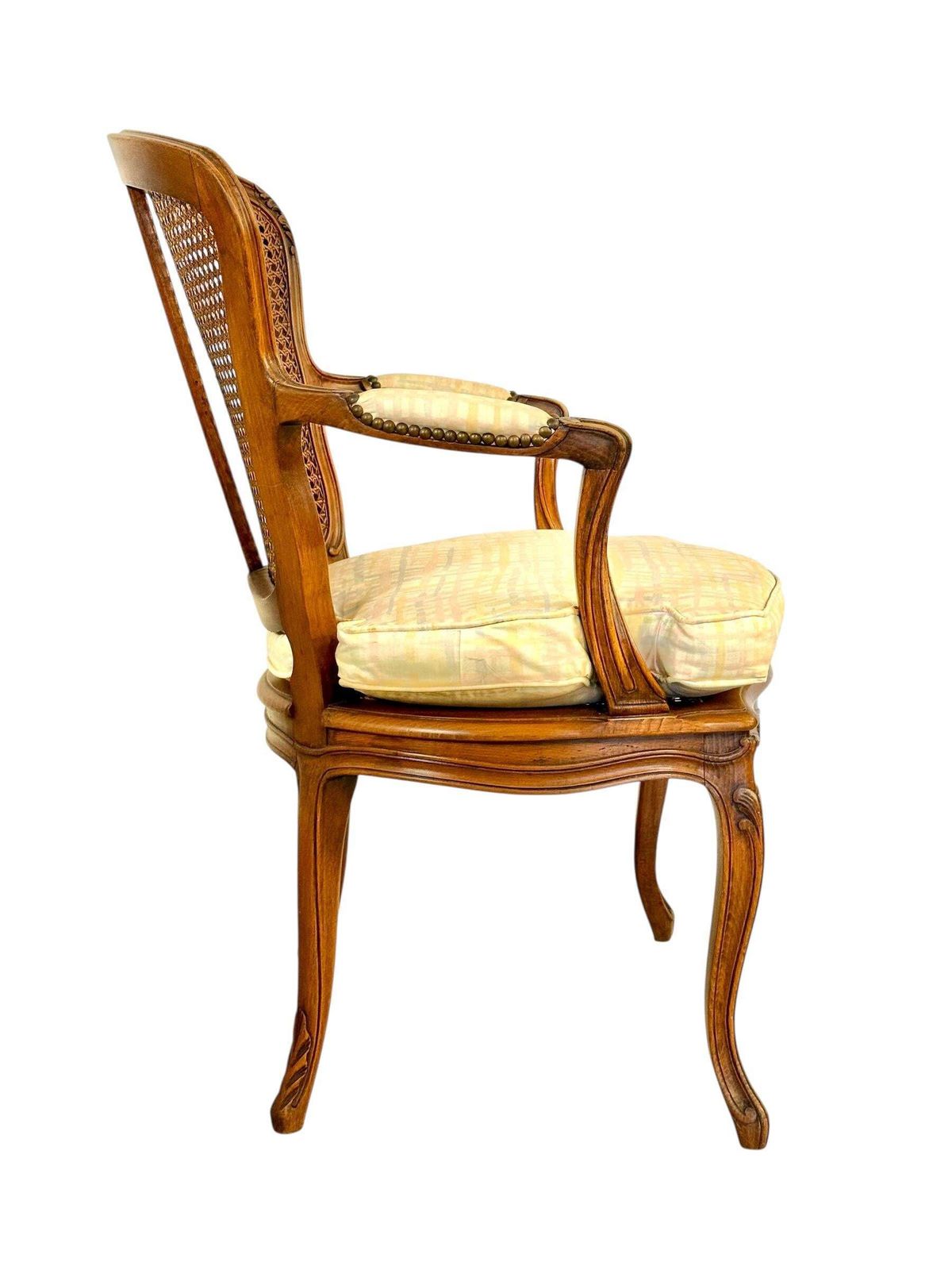 Louis XV Style Caned Armchair In Walnut, France Late 19th Century photo vinterior