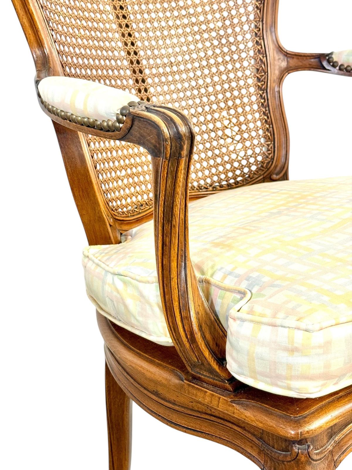 Louis XV Style Caned Armchair In Walnut, France Late 19th Century photo buy