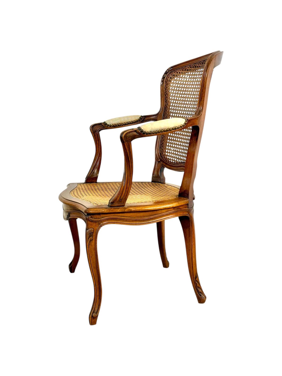 photo vinterior Louis XV Style Caned Armchair In Walnut, France Late 19th Century