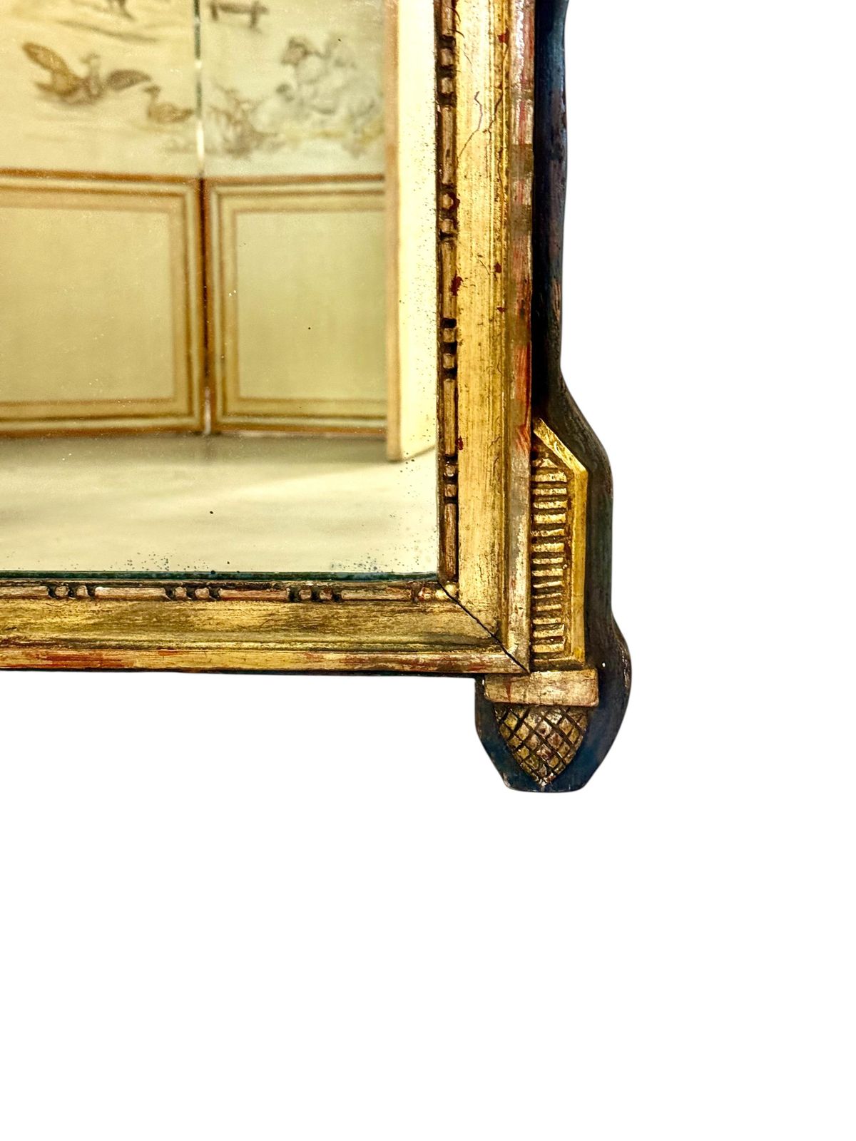 19th Century French Neoclassical Giltwood Wall Mirror With Crest photo vintage
