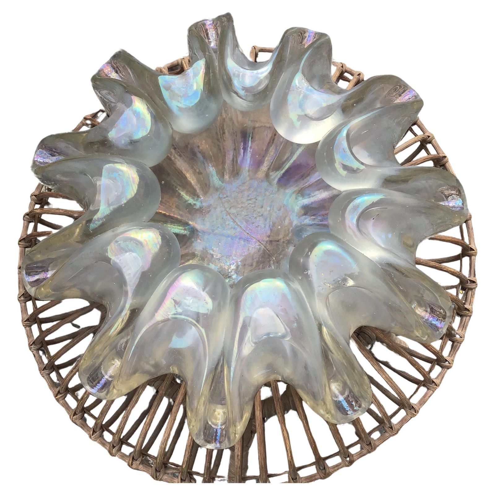 Barovier And Toso Vase Centerpiece Iridescent Glass 1940 Italy