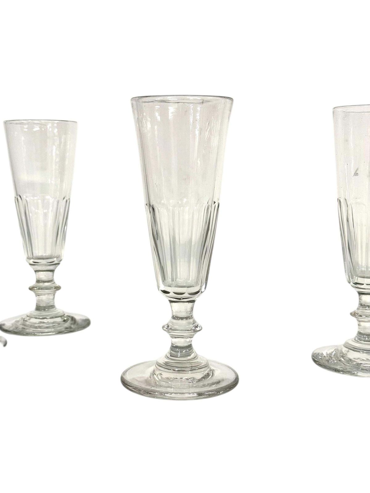 6 Champagne Crystal Glasses, Attributed To Baccarat, Circa 1850 photo vintage