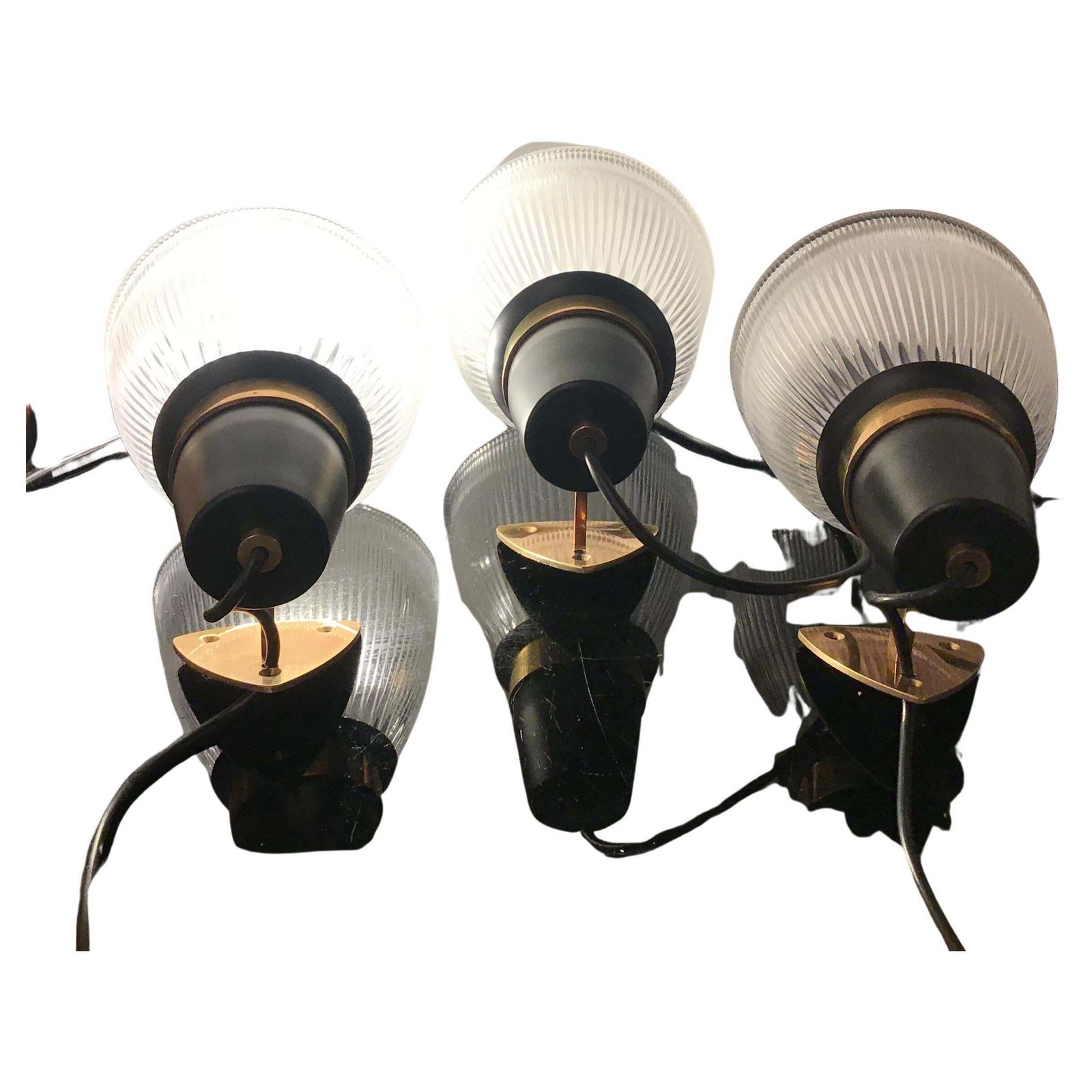 Azucena Sconces Brass Glass Metal 1950 Italy