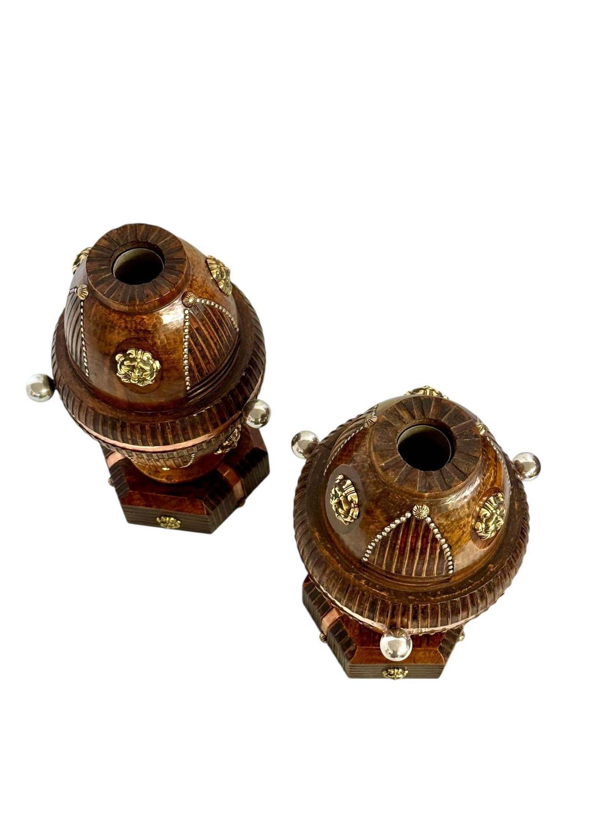 1501.0 Pair Of 19th Century French Folk Art Torchères With Gilt Brass Lion Heads photo