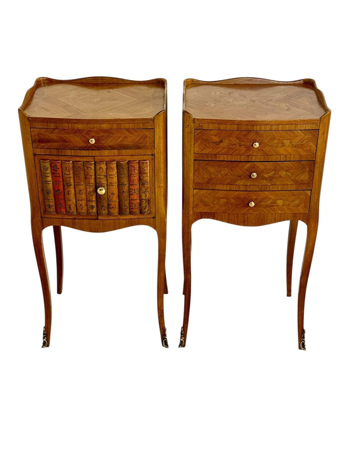 Pair Of Louis XV Style Nightstands With Faux Book Front, 19th Century photo furniture