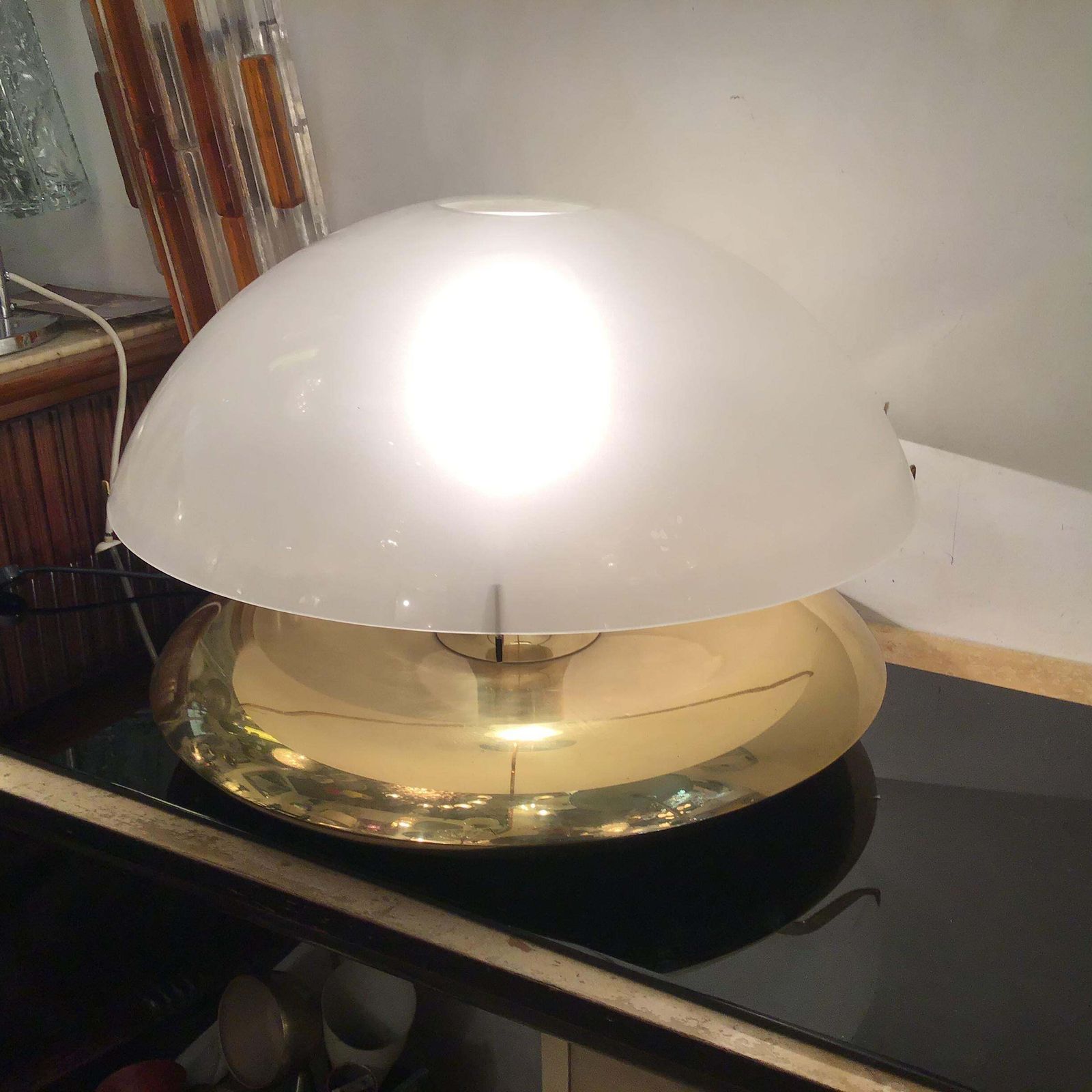Lighting Ludovico Diaz De Santilana “ Medusa” Table Lamp Brass Glass 1960 Italy photo
