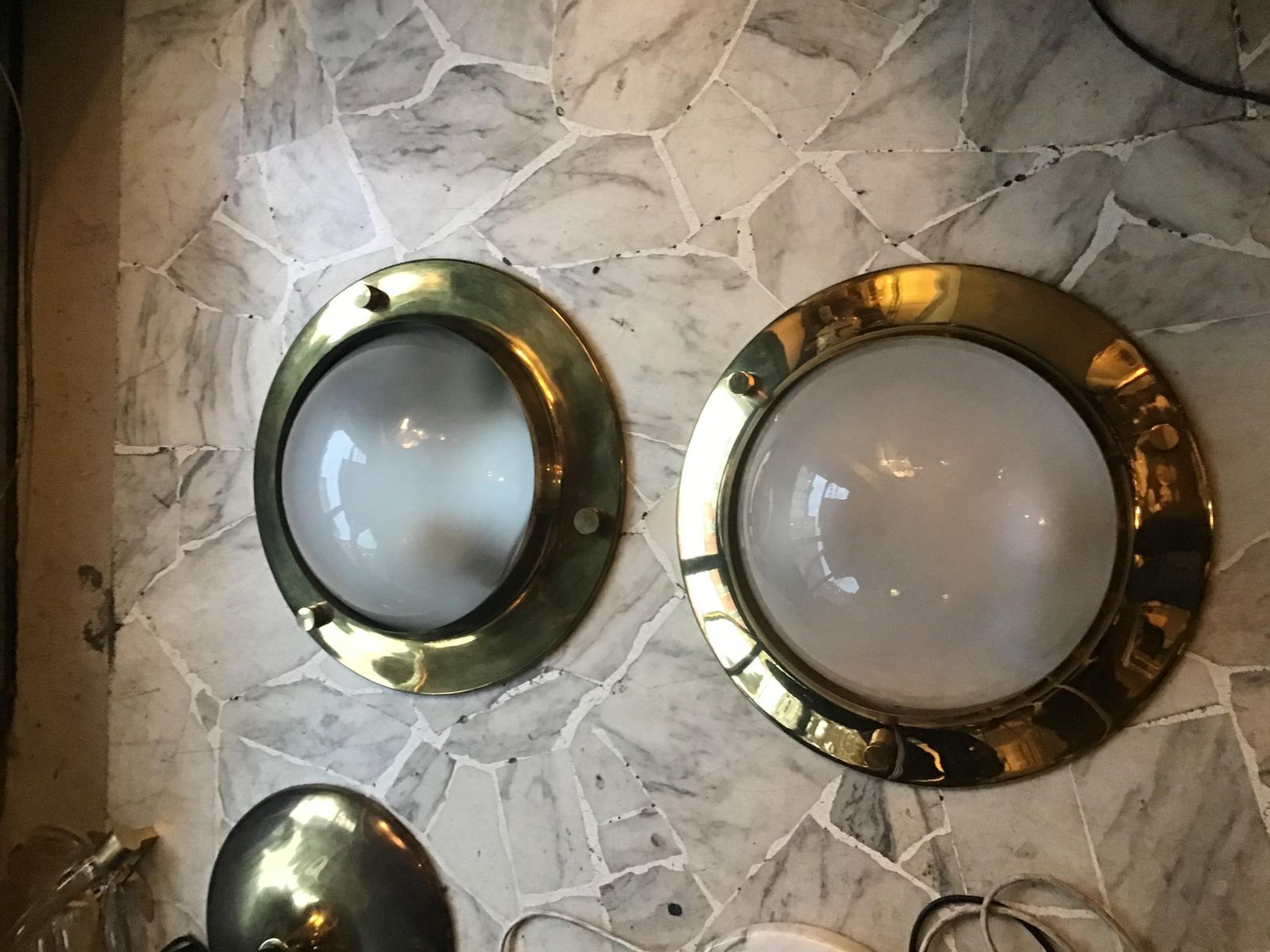 Azucena “Tommi” Luigi Caccia Dominioni Ceilling Light Sconces Brass Glass, 1950 photo for sale