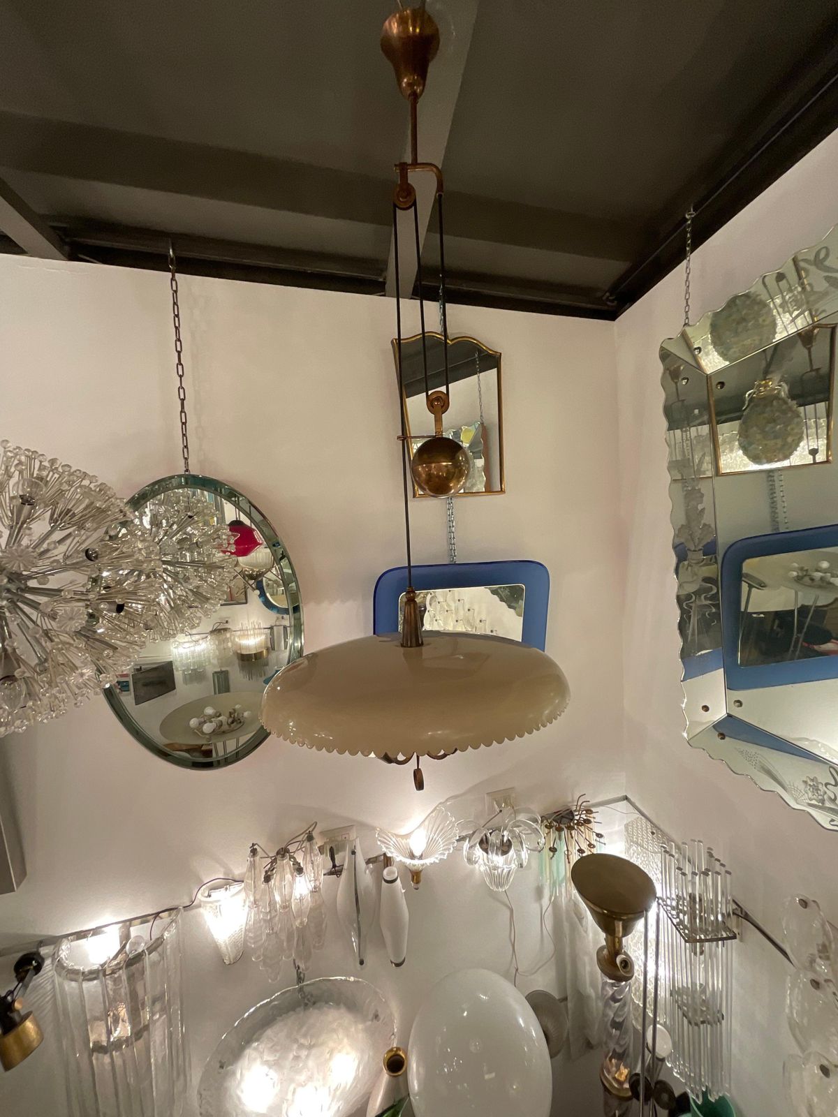 3496.0 Stilnovo   Up And Down Chandelier   Made In Italy 1950s photo