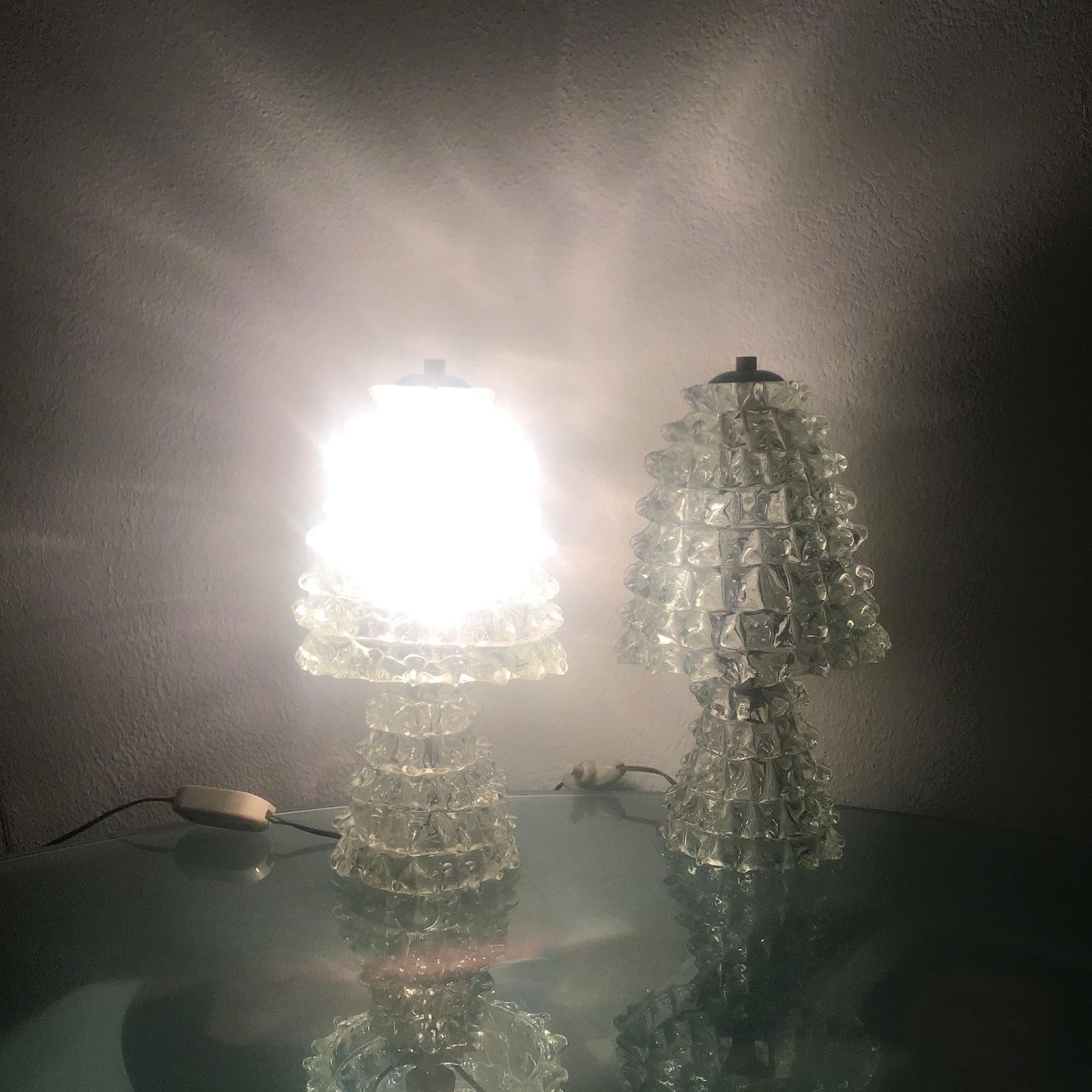 Barovier E Toso  Pair Of "Rostrate" Table Lamps Murano Glass 1940 Italy photo vinterior