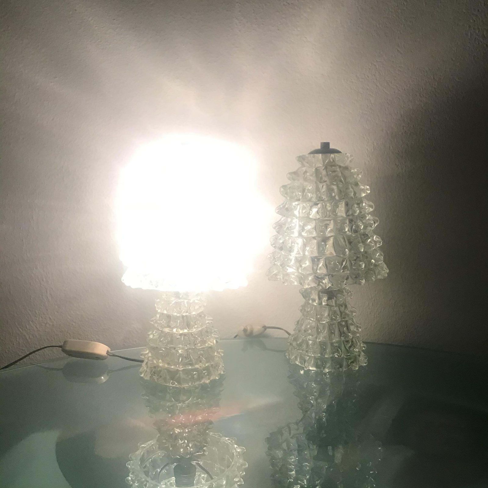 Barovier E Toso  Pair Of "Rostrate" Table Lamps Murano Glass 1940 Italy photo buy