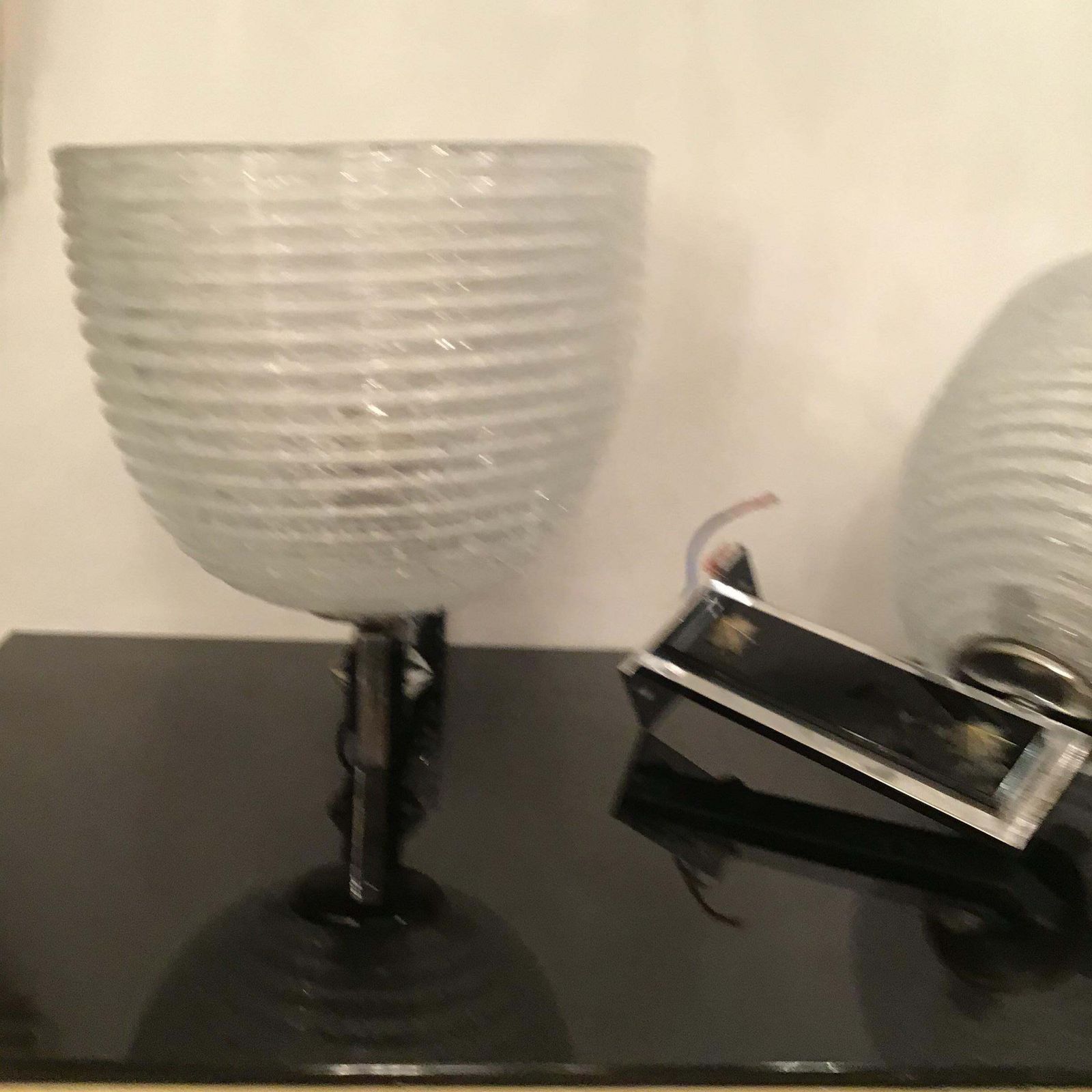 Venini Pulegoso Glass N 3 Appliques  Metal Crome Opaline Glass 1940 Italy photo for sale
