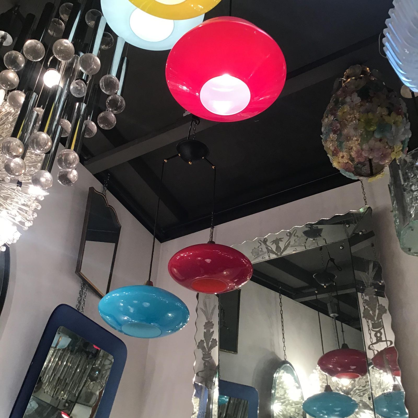 photo furniture Vistosi Lampadario Murano Glass Ottone 1955 Italy