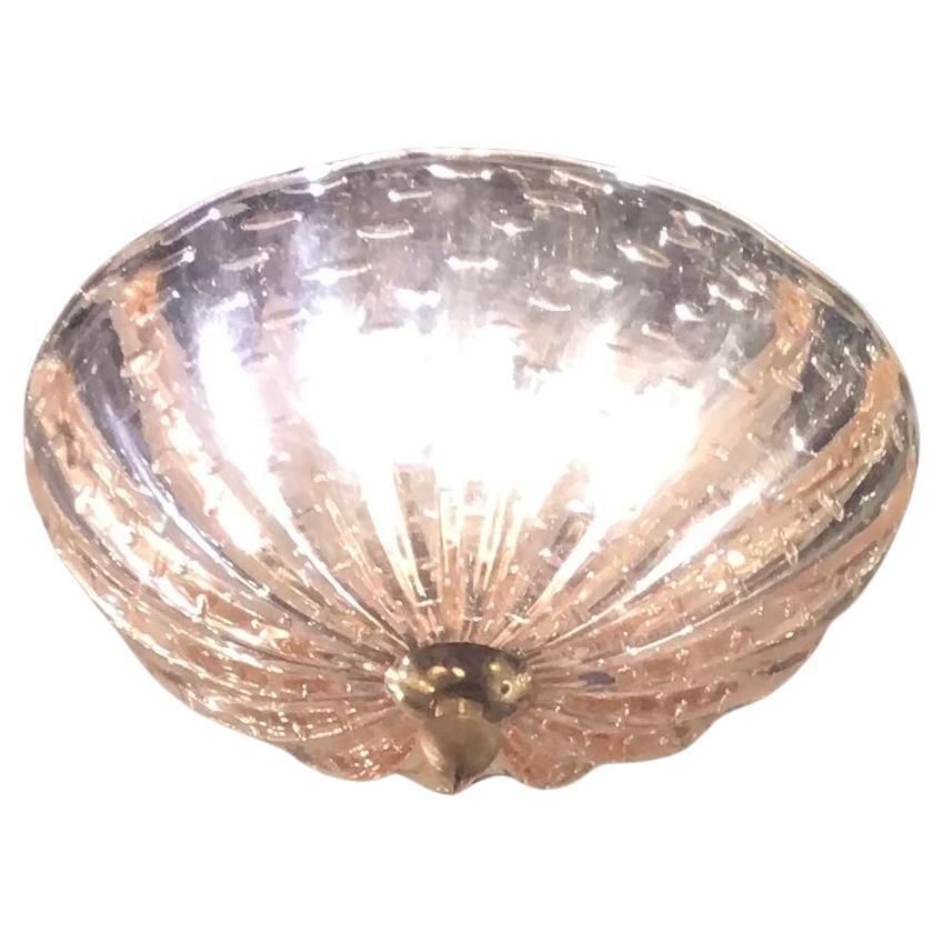 Barovier And Toso Pink Brass Glass Chandelier From 1940 Italy