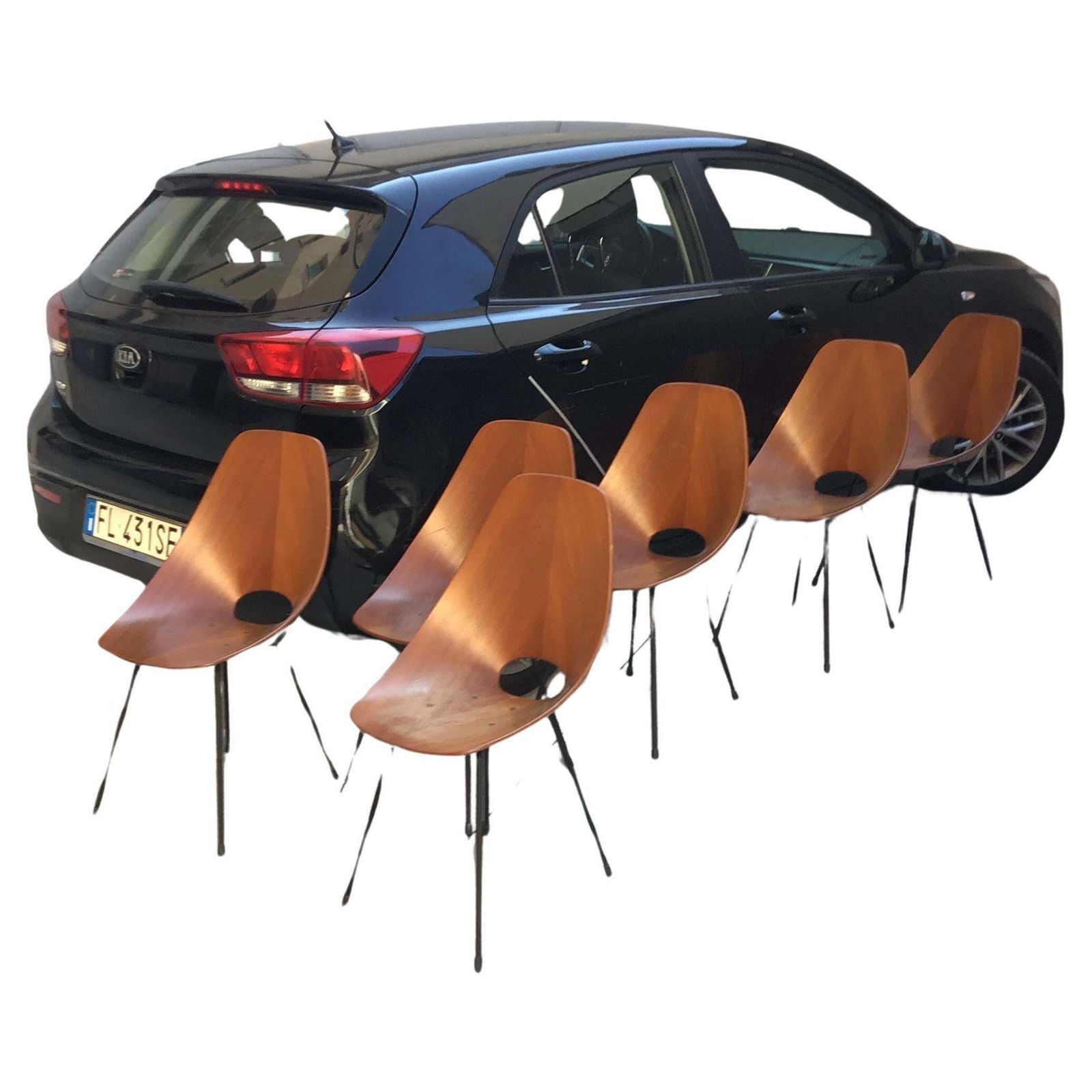 Medea N 6 Chairs "F.Lli Tagliabue " Brass Iron Wood 1950 Italy