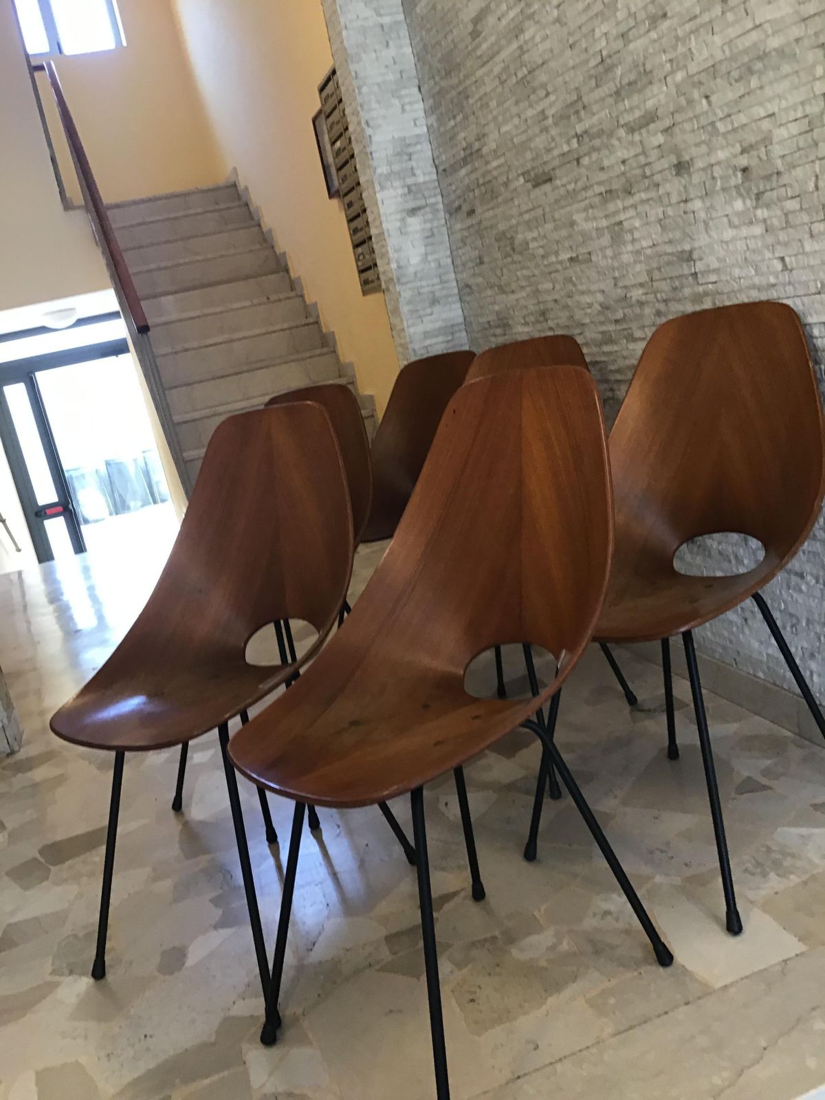 Medea N 6 Chairs "F.Lli Tagliabue " Brass Iron Wood 1950 Italy photo Furniture