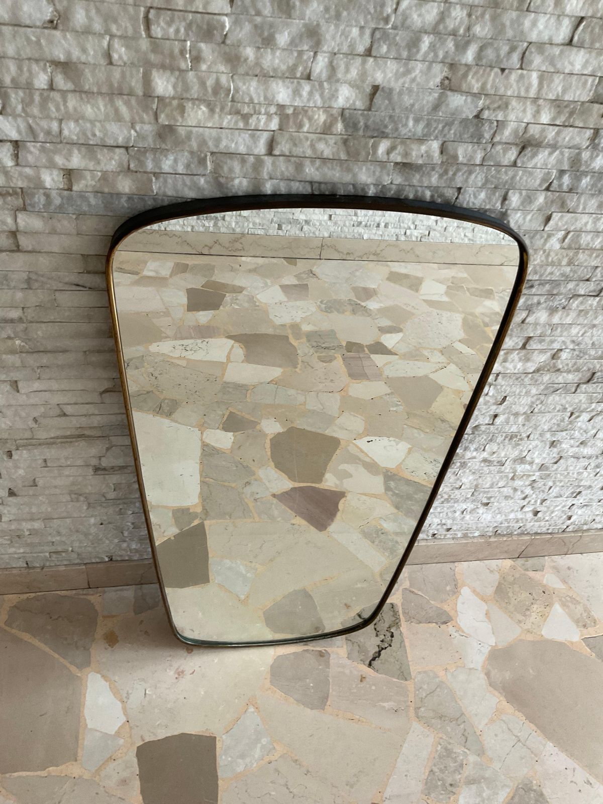 Pietro Chiesa   Mirror With Brass Frame   Fontanarte Made In Italy 1950s photo furniture