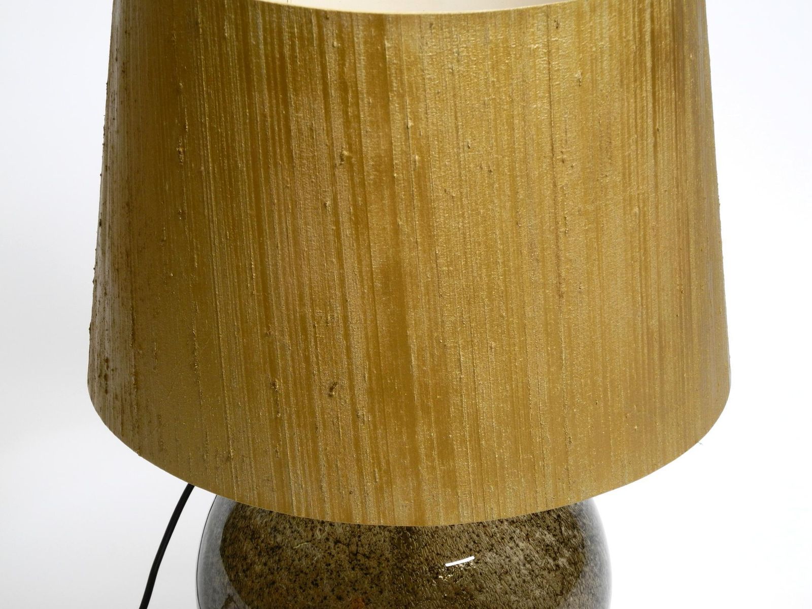 photo for sale 70s Putzler Table Lamp With Illuminated Glass Body And Shade Made Of Dupion Silk