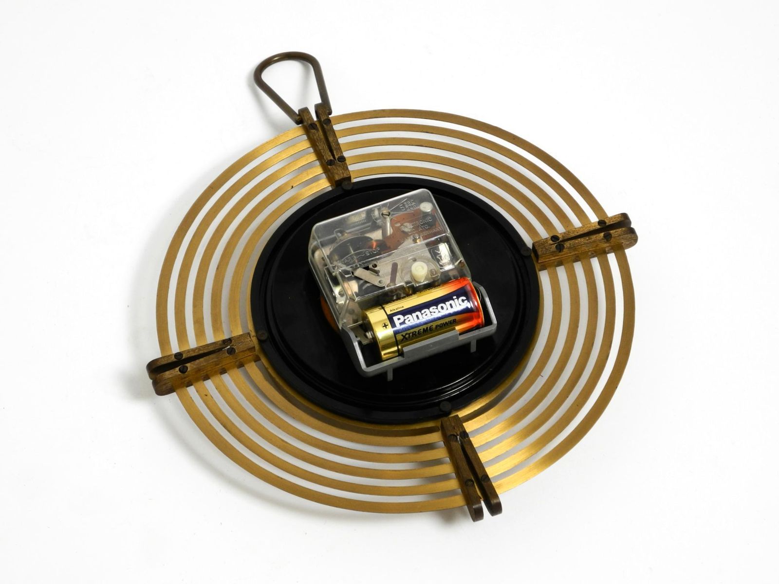 photo for sale Beautiful Mid Century Atlanta Wall Clock Battery Operated And Made Of Brass