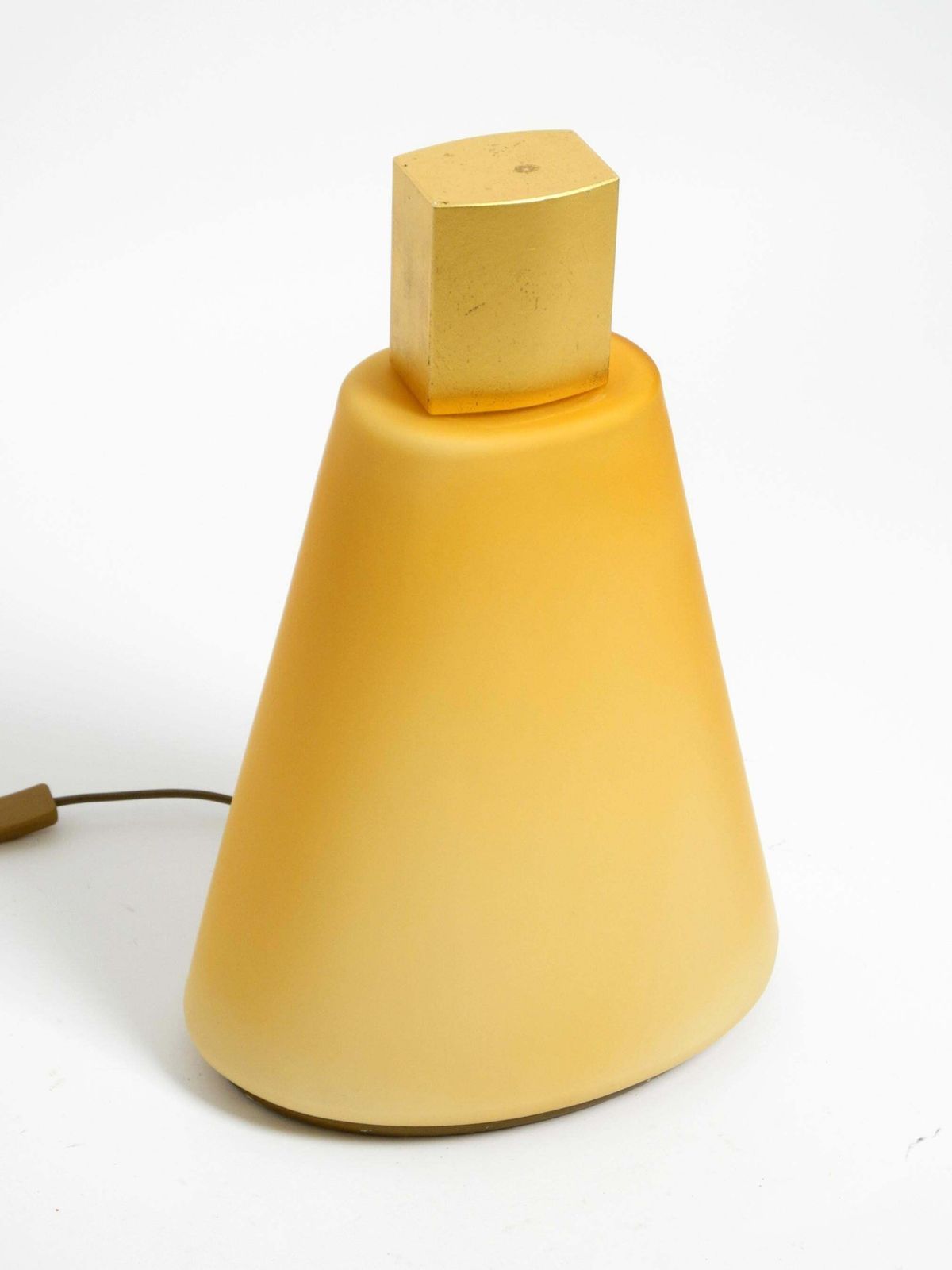 Large Original 90s Postmodern Floor Or Table Lamp Made Of Apricot Flashed Glass photo Lighting