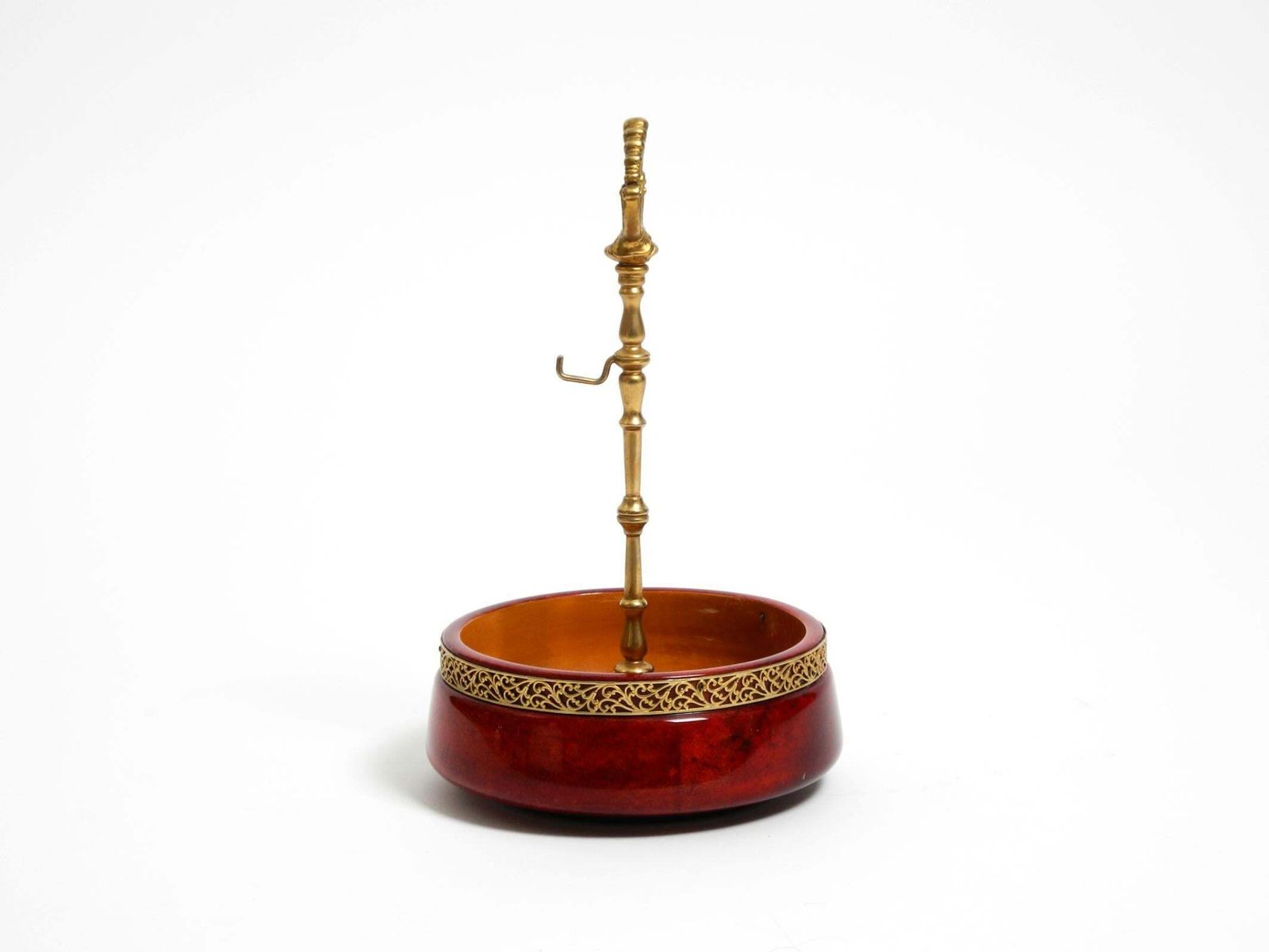 1960s Nut Bowl By Aldo Tura Made Of Red Goatskin And Brass   Made In Italy photo furniture