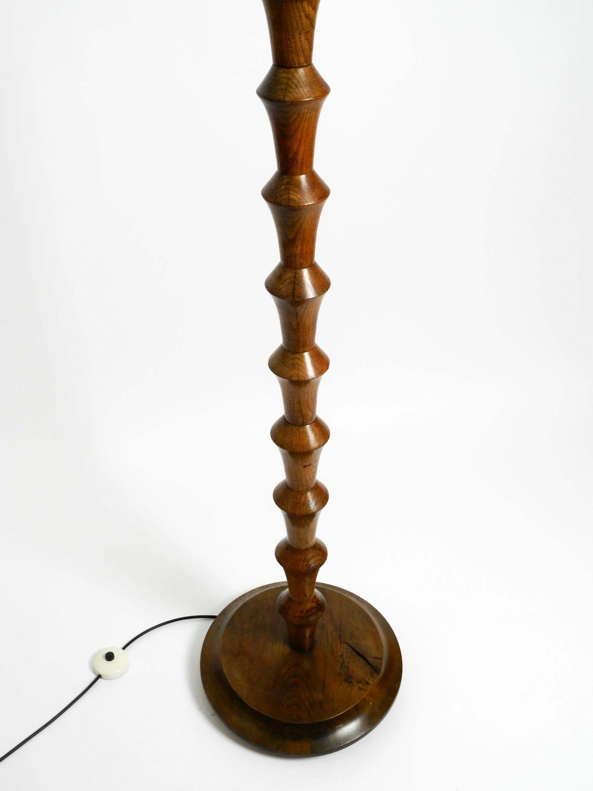 Beautiful Large German 1930s Floor Lamp Made Of Dark Oak Wood Without Shade photo buy