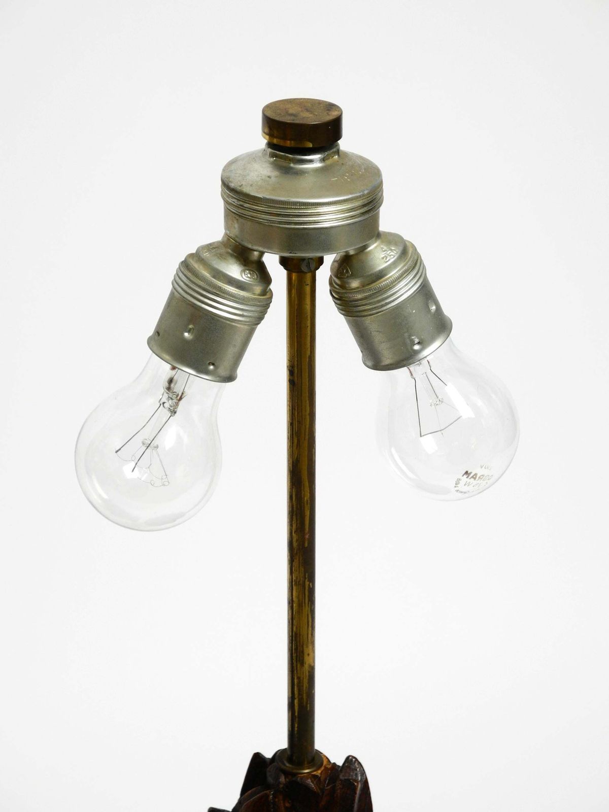 Lighting Pair Of Large Mid Century Modern Pineapple Table Lamps Made Of Stained Pinewood photo