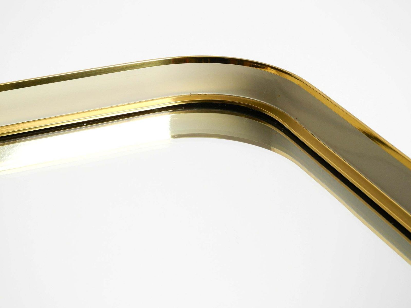 Mid Century Modern Wall Mirror With Heavy Brass Frame By Münchener Zierspiegel photo vinterior