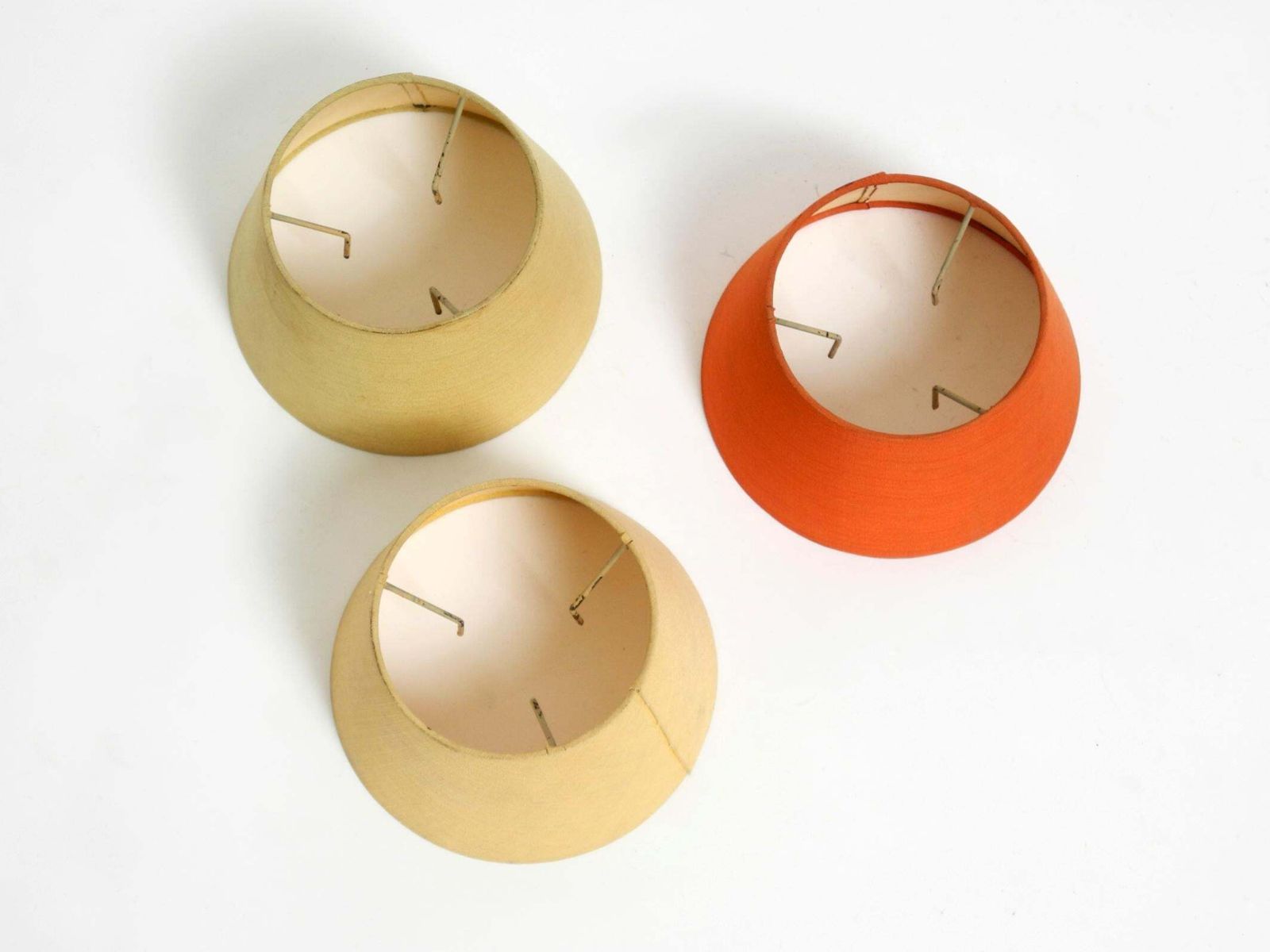 photo for sale Mid Century Brass Ceiling Lamp With Glass And Fabric Shades By J. T. Kalmar