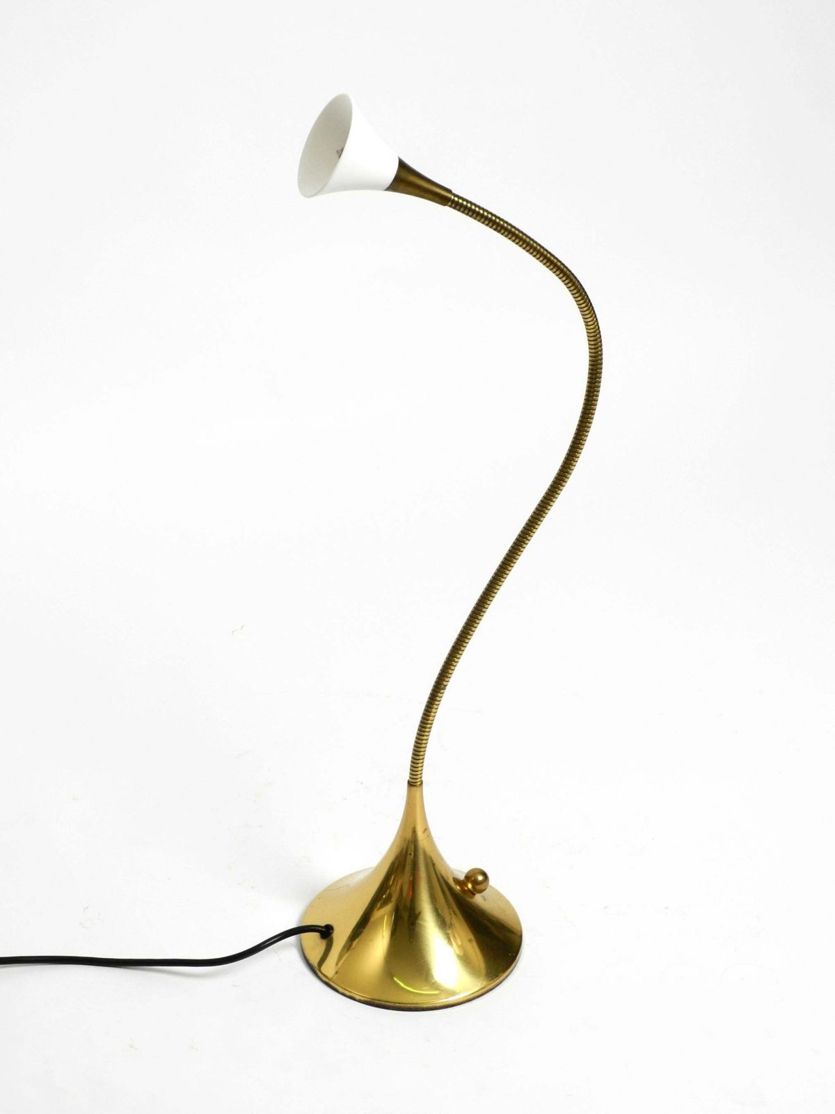 1980s Brass Halogen Table Lamp By Florian Schulz Model Esa With Gooseneck photo Lighting