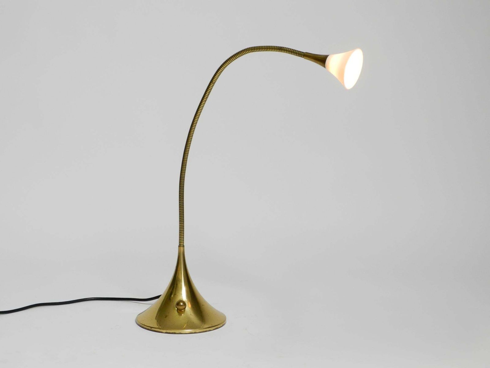1980s Brass Halogen Table Lamp By Florian Schulz Model Esa With Gooseneck photo 717.0