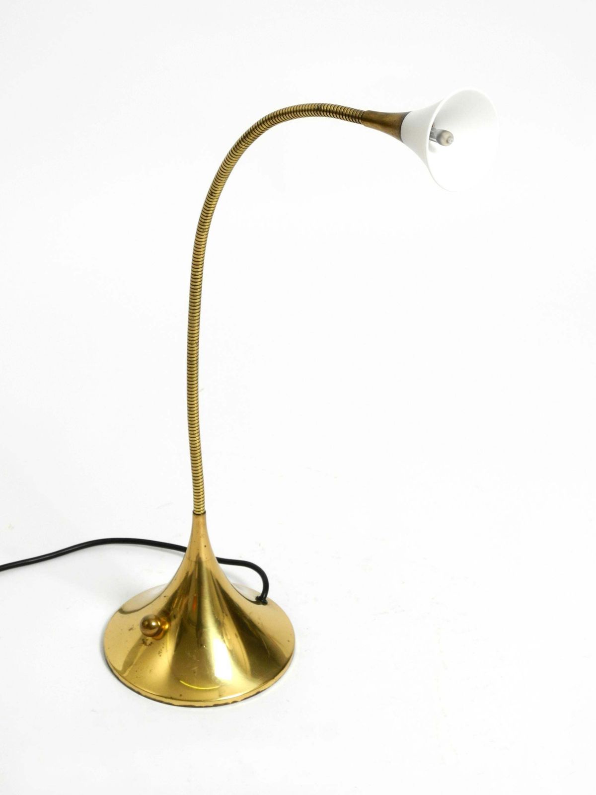 1980s Brass Halogen Table Lamp By Florian Schulz Model Esa With Gooseneck photo vinterior