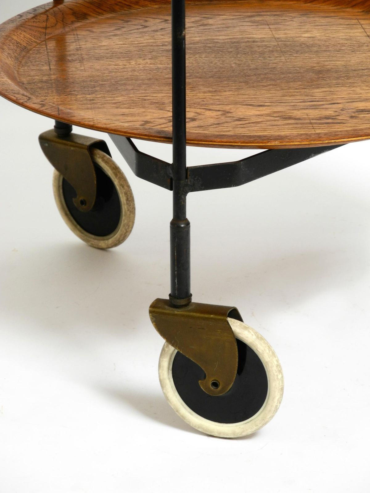 717.0 Beautiful Folding Mid Century Serving Trolley With Removable Teak Pagwood Trays photo