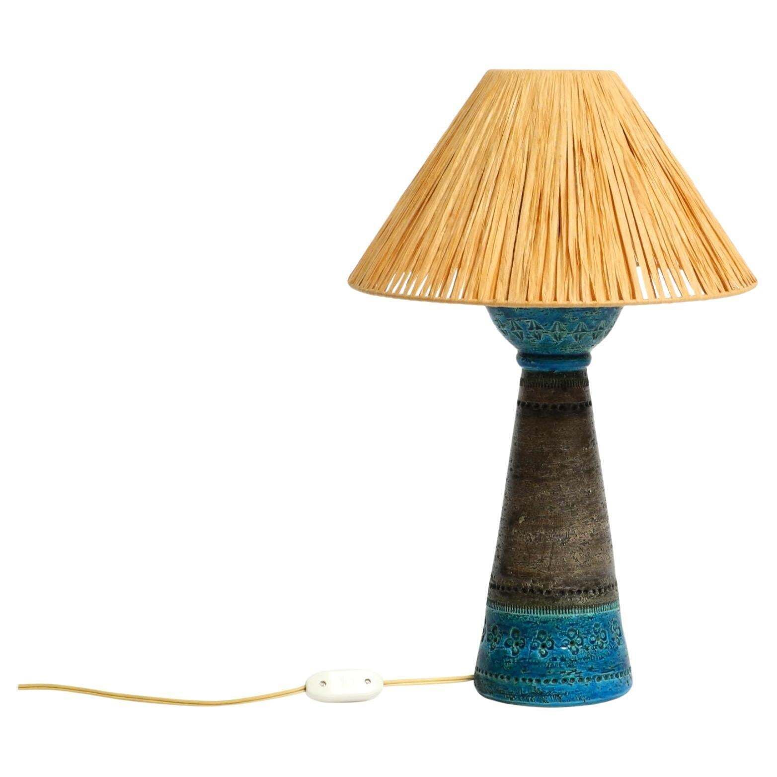 Beautiful 1960s Rimini Blue Ceramic Table Lamp By Aldo Londi For Bitossi Italy