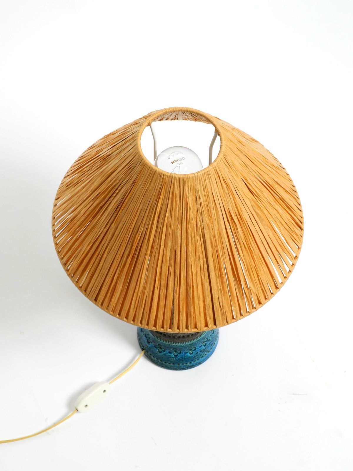 Beautiful 1960s Rimini Blue Ceramic Table Lamp By Aldo Londi For Bitossi Italy photo Lighting