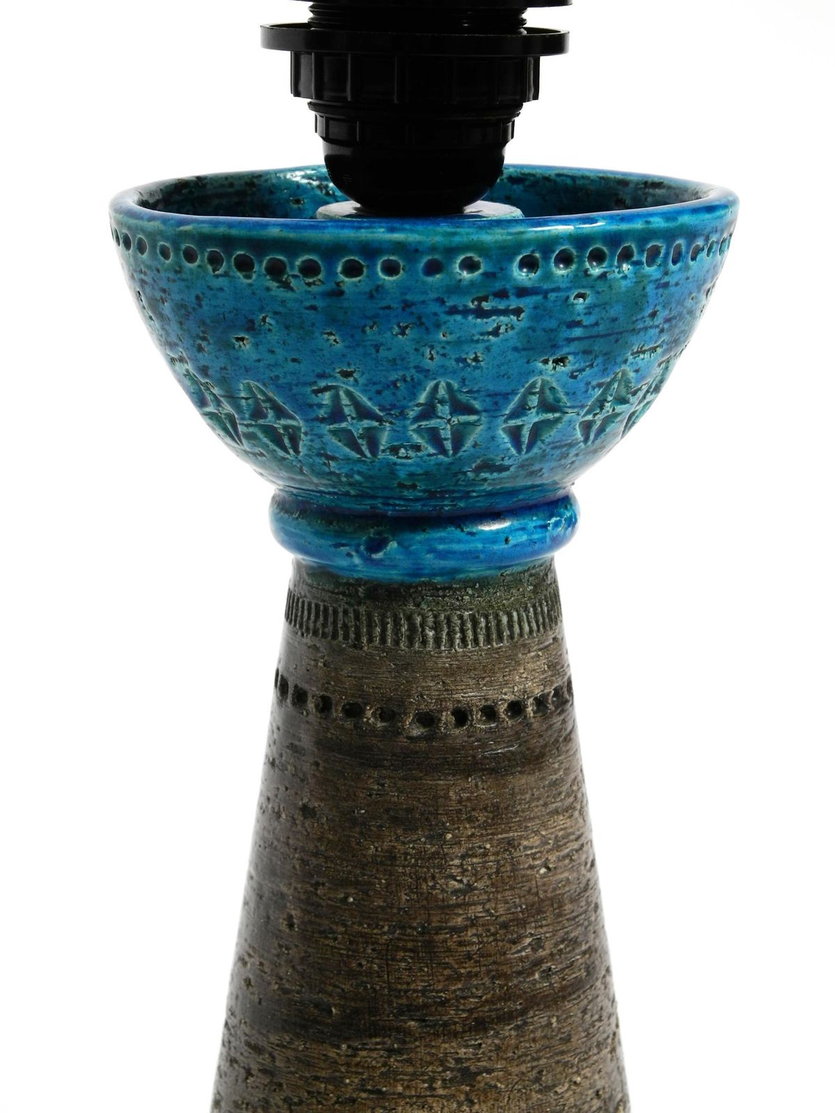 Beautiful 1960s Rimini Blue Ceramic Table Lamp By Aldo Londi For Bitossi Italy photo vintage