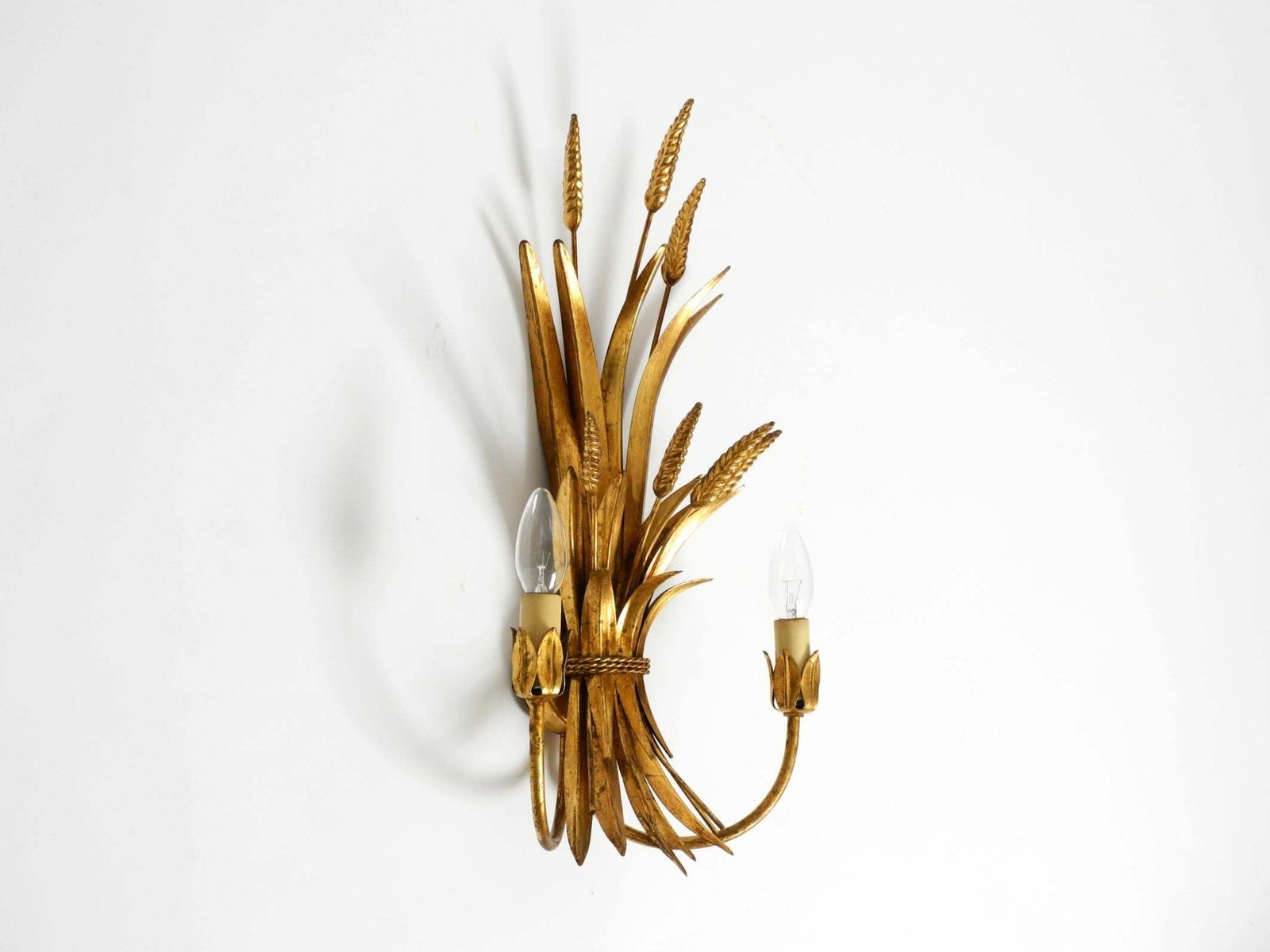 Beautiful Large 70s Gold Plated 2 Armed Metal Wall Lamp By Hans Kögl photo furniture